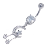 シルバー | CZパヴェ クレセントムーン&スター バナナバーベル 三日月14G | ピアス専門店HOMESLICEPRODUCTIONS