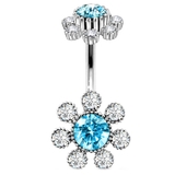 アクア | ヘソピアス 14G カラージェムフラワー | ピアス専門店HOMESLICEPRODUCTIONS