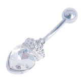 ダイヤモンドクリア | ヘソピアス 14G ハートクリスタル＆ティアラ | ピアス専門店HOMESLICEPRODUCTIONS
