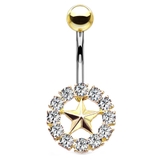 ゴールド×クリア | ヘソピアス 14G サークル | ピアス専門店HOMESLICEPRODUCTIONS