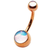 ピンクゴールド×クリア | ヘソピアス イリディセントストーン ダブルジュエル | ピアス専門店HOMESLICEPRODUCTIONS