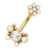 ゴールド | ヘソピアス 14G 5CZバタフライ＆ボールクラスター | ピアス専門店HOMESLICEPRODUCTIONS