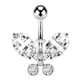 シルバー | ヘソピアス 14G クリスタルバタフライ | ピアス専門店HOMESLICEPRODUCTIONS