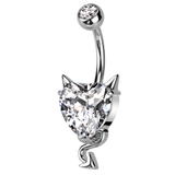 シルバー×クリア | ヘソピアス 14G ハート | ピアス専門店HOMESLICEPRODUCTIONS