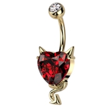 ゴールド×レッド | ヘソピアス 14G ハート | ピアス専門店HOMESLICEPRODUCTIONS