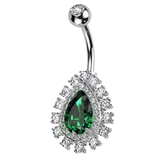 シルバー×グリーン | ヘソピアス 14G ビッグ | ピアス専門店HOMESLICEPRODUCTIONS