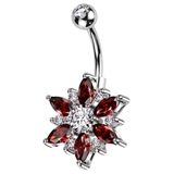 シルバー×レッド | ヘソピアス 14G マーキーズジュエル | ピアス専門店HOMESLICEPRODUCTIONS