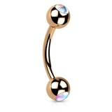 ピンクゴールド×クリア | アイブロウ 16G ダブルストーン | ピアス専門店HOMESLICEPRODUCTIONS