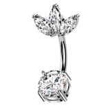 シルバー×クリア | ヘソピアス 14G バナナバーベル | ピアス専門店HOMESLICEPRODUCTIONS