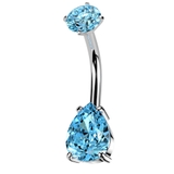 シルバー/アクア | ヘソピアス 14G ティアドロップ | ピアス専門店HOMESLICEPRODUCTIONS