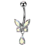 シルバー×AB | ヘソピアス 14G バタフライ | ピアス専門店HOMESLICEPRODUCTIONS