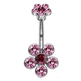パープル | ヘソピアス ダブル6ジュエルフラワー バナナバーベル | ピアス専門店HOMESLICEPRODUCTIONS