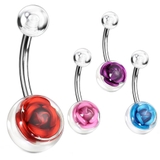 ヘソピアス ローズクリアボール バナナバーベ14G | ピアス専門店HOMESLICEPRODUCTIONS | 詳細画像1 