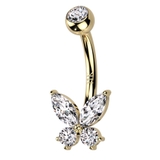 ゴールド×クリア | ヘソピアス 14G 14K | ピアス専門店HOMESLICEPRODUCTIONS