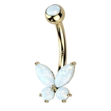 ゴールド×オパールホワイト | ヘソピアス 14G 14K | ピアス専門店HOMESLICEPRODUCTIONS