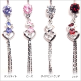 ヘソピアス 14G CZセンターダブルハートダングル | ピアス専門店HOMESLICEPRODUCTIONS | 詳細画像3 