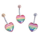 レインボーオパール グリッターハート バナナバーベル 14G | ピアス専門店HOMESLICEPRODUCTIONS | 詳細画像1 