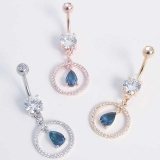 ヘソピアス CZパヴェ サークルウィズティアドロップ バナナバーベル 14G | ピアス専門店HOMESLICEPRODUCTIONS | 詳細画像9 