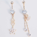 CZ リボン＆フラワーダングル バナナバーベル 14G | ピアス専門店HOMESLICEPRODUCTIONS | 詳細画像4 