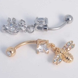 ヘソピアス CZジュエル ハチ＆フクロウダングル バナナバーベル 14G | ピアス専門店HOMESLICEPRODUCTIONS | 詳細画像8 