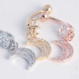 ヘソピアス CZパヴェ クレセントダングル バナナバーベル 三日月 14G | ピアス専門店HOMESLICEPRODUCTIONS | 詳細画像9 