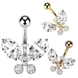 ヘソピアス 14G クリスタルバタフライ | ピアス専門店HOMESLICEPRODUCTIONS | 詳細画像1 