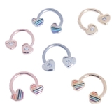 ボディピアス CZ＆レインボーストライプ ハートトップ | ピアス専門店HOMESLICEPRODUCTIONS | 詳細画像1 