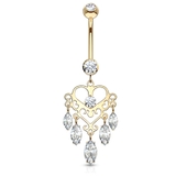 14K オープンハート&5ジュエル バナナバーベル【ボディピアス | ピアス専門店HOMESLICEPRODUCTIONS | 詳細画像1