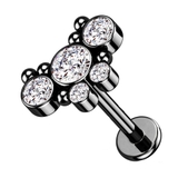 ブラック×クリア | ボディピアス 16G 5ジュエル | ピアス専門店HOMESLICEPRODUCTIONS