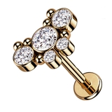 ピンクゴールド×クリア | ボディピアス 16G 5ジュエル | ピアス専門店HOMESLICEPRODUCTIONS