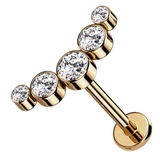 ピンクゴールド×クリア | ボディピアス 16G 5ラウンドジュエル | ピアス専門店HOMESLICEPRODUCTIONS