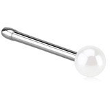 ホワイト | 鼻ピアス パールコーティングボール ベンドノーズスタッド＆ノーズピン | ピアス専門店HOMESLICEPRODUCTIONS