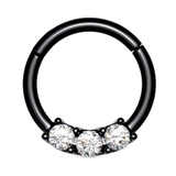 CZ×ブラック | ボディピアス トリプルCZ＆トリプルオパール セグメントリング | ピアス専門店HOMESLICEPRODUCTIONS