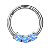 オパール×シルバーアクア | ボディピアス トリプルCZ＆トリプルオパール セグメントリング | ピアス専門店HOMESLICEPRODUCTIONS