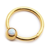 ゴールド×ホワイト | ボディピアス オパールボール セグメントリング | ピアス専門店HOMESLICEPRODUCTIONS