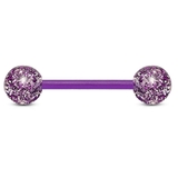パープル | ボディピアス UVグリッターボール ストレートバーベル【ボディピアス | ピアス専門店HOMESLICEPRODUCTIONS