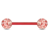 レッド | ボディピアス UVグリッターボール ストレートバーベル【ボディピアス | ピアス専門店HOMESLICEPRODUCTIONS