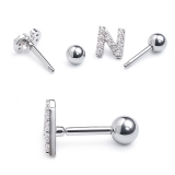 パヴェジュエル イニシャルロゴ(シルバー)ストレートバーベル【ボディピアス ボデ… | ピアス専門店HOMESLICEPRODUCTIONS | 詳細画像3