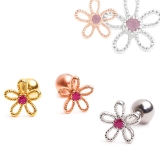 センター1ジュエル くりぬきフラワーフレームストレートバーベル16G | ピアス専門店HOMESLICEPRODUCTIONS | 詳細画像1