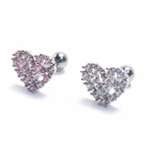 16G CZ パヴェハートストレートバーベル【ボディピアス | ピアス専門店HOMESLICEPRODUCTIONS | 詳細画像1 