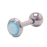 シルバー×ライトブルー | ブライトフラットストーン ストレートバーベル 16G | ピアス専門店HOMESLICEPRODUCTIONS