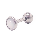 シルバー×ホワイト | ブライトフラットストーン ストレートバーベル 16G | ピアス専門店HOMESLICEPRODUCTIONS