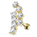 ゴールド | ボディピアス CZダブルカーブライン ストレートバーベル | ピアス専門店HOMESLICEPRODUCTIONS