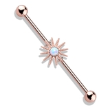 ピンクゴールド×ホワイト | ボディピアス インダストリアル オパール | ピアス専門店HOMESLICEPRODUCTIONS