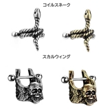ボディピアス コイルスネーク＆スカルウィング イヤーカフ | ピアス専門店HOMESLICEPRODUCTIONS | 詳細画像2 