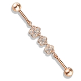 ピンクゴールド | ボディピアス インダストリアル トリプルクリスタル | ピアス専門店HOMESLICEPRODUCTIONS