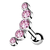 シルバー×ピンク | ボディピアス 5ラウンドジェム カーブトップ | ピアス専門店HOMESLICEPRODUCTIONS