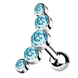 シルバー×アクア | ボディピアス 5ラウンドジェム カーブトップ | ピアス専門店HOMESLICEPRODUCTIONS