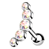 シルバー×AB | ボディピアス 5ラウンドジェム カーブトップ | ピアス専門店HOMESLICEPRODUCTIONS