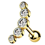 ゴールド×クリア | ボディピアス 5ラウンドジェム カーブトップ | ピアス専門店HOMESLICEPRODUCTIONS